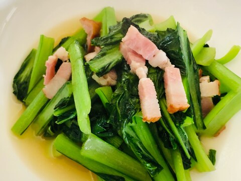 小松菜とベーコンの炒め煮　おつまみの一品！